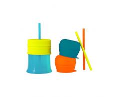 TOMY BOON - 1 Tasse dapprentissage, 3 Couvercles Extensibles et 3 Pailles Réutilisables SNUG TOMY B11145, Accessoires pour Bébé 100% Silicone et sans BPA, Adaptés pour Bébés dès 12 mois