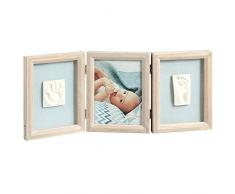 BABY ART - Cadre photo 3 volets avec 2 empreintes My baby touch bois cérusé