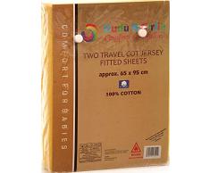 Dudu N pour lit de voyage en coton jersey Drap-housse, 65 cm x 95 cm, 2 pièces, crème/bleu