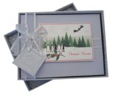 White Cotton Cards Album photo Motif arbres de Noël et pingouin