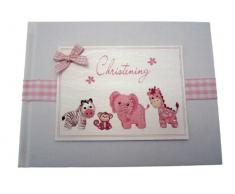 White Cotton Cards Album photo de baptême (petit, Rose)