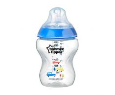 Tommee Tippee Biberon Closer to Nature, 260 ml, Valve Anti-Colique, Tétine Souple, Bleu et Décoré