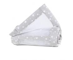 babybay Tour de Lit en Maille-Piqué Convient pour Modèle Maxi Boxspring Comfort/Comfort Plus Gris Perle avec Étoiles Blanc 1 Unité