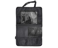 HiTS4KiDS AZ-KFZ-651 Protection de dossier pour voiture avec grandes poches pour le dossier avec compartiment pour iPad/tablette et tapis de kick-ball Noir