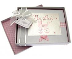 White Cotton Cards Baby Photo Album (Small, Pink Pram, Bliss Range)