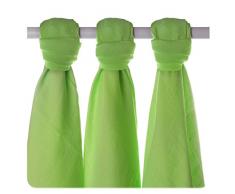 XKKO bmb07 0015 a Lot de 3 couches à langer, allaiter, comme tapis ou couverture légère, couches en bambou 70 x 70 cm, vert