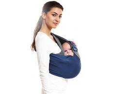 Wallaboo - Porte bébé Connection - Ergonomique de la naissance à 36 mois - Le porte-bébé sling à poche pratique et facile à installer - 100% Cotton - Couleur: Bleu / Gris