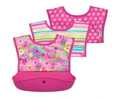 Green Sprouts Silicone Food-catcher Bavoir (3 en 1 Lot) Fleur, 6–18 mois