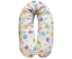 merrymama- Housse de rechange pour coussin allaitement et grossesse cm 190, Zoo fond bleu