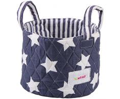 Minene Petit, grand Tissu pliable Boîte de rangement, Panier de rangement (Bleu/blanc)