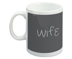 Feel Good Art Mug en céramique Motif typographie moderne de la mariée et marié (Multicolore sur tons noir)