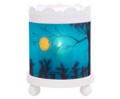 TROUSSELIER - Gédéon le Lapin - Veilleuse - Manège Magique - Idéal Cadeau Enfant - Dessin animé - Lumière rassurante - Couleur Bois Blanc - Ampoule 12V 10W inclue - Prise Elec. EU