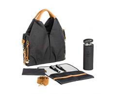 LÄSSIG Sac à Langer pour Bébé Durable, Accessoires de Rechange Compris/Sac à Col avec étiquette Verte, Jean Noir