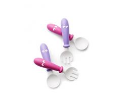 BABYBJÖRN Cuillère et Fourchette pour Bébé Rose/Mauve - Lot de 4