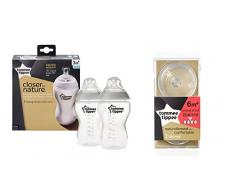 Tommee Tippee Biberon 340 ml, Pack au choix + Tommee Tippee 42214241 Tétine Close to Nature Pack de 2
