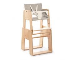 moodelli Growi – Chaise haute évolutive avec harnais et SET de sécurité, 6 Mois, Avec Coussin, couleur bois/gris