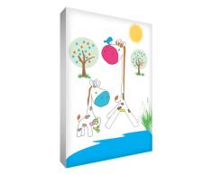 Little Helper gir1624–12 G Feel Good Art Tableau en toile de lin épaisse Bijoux mural – Girafe maman et bébé girafe au point deau trous, 60 x 40 cm