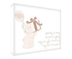 Feel Good Art Toile 61 x 81 Boîte avec panneau avant pour la chambre de bébé en massif design mignon (40 x 30 x 4 cm, Taille Moyenne, neutre, aujourdhui est un cadeau, cest pourquoi Ils Call It le cadeau)