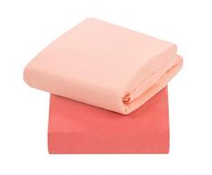 Clevamama Draps Housse Élastique pour Berceau en 100% Jersey Coton 44x90 – Lot de 2 Draps-Housses - Rose Corail