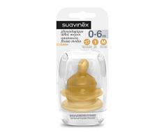 Suavinex Set de 2 Tétines Physiologique Debit Moyen en Latex 0-6 Mois