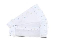 babybay Tour de Lit en Maille-Piqué Convient pour Modèle Maxi Boxspring Comfort/Comfort Plus Blanc avec Mélange dÉtoiles Sable/Bleu Ciel 1 Unité