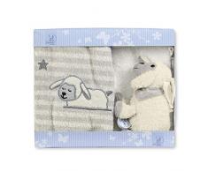 Sterntaler Coffret Cadeau Mouton Stanley, Mini Boîte À Musique, Gant de Toilette, Serviette Enfant, Âge : Dès 0 Mois, Gris / Blanc