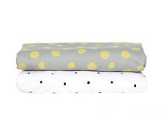 Lot de 2 chiffons à enfoncer et à pailler en flanelle de coton de qualité supérieure 100% coton naturel certifié Öko-Tex Standard 100, éclaboussure Jaune 80 x 120 cm