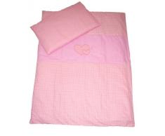 Babys Comfort Parure de lit bébé Housse de couette et taie doreiller (2 pièces, à carreaux Rose/rose)