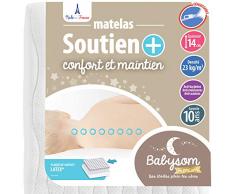 Babysom - Matelas Bébé Soutien+ 60x120 cm | Anti-acarien | Contact Latex : Résistant et Aéré | Épaisseur 14 cm | Déhoussable | Oeko-Tex® | Fabrication française