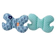 Medi Partners Coussin de nuque pour enfant 100% coton/Minky Baby pour voiture, voiture, voyage, dormir, cou, coussin (forêt avec minze)