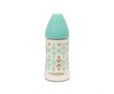 Suavinex Biberon ETHNIC 270ml SILICONE ROND 3 Vitesses - Vert