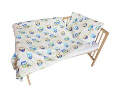 cosing 332–019–55 Enfant Parure de lit coton 2 pièces – Chouette Beige