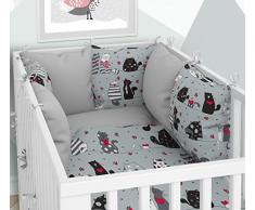 Lot de 3 housses de couette pour bébé 100 x 135 cm avec drap housse et tour de lit – 6 housses en velours pour lit bébé 70 x 140 cm