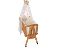 Easy Baby 151–66 Berceau complet avec roulettes, avec parure, matelas et support pour ciel, nature