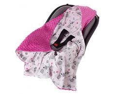 Plaid 100% coton 85 x 85 cm double face multifonctionnel Minky pour poussette, doux et moelleux (ours en peluche)