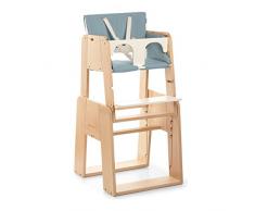 moodelli Growi – Chaise haute évolutive avec harnais et SET de sécurité, 6 Mois, Avec Coussin, couleur bois/bleu