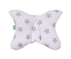LULANDO Coussin; pour un sommeil sain 40 x 30cm de coussin moelleux oreiller pour les enfants, ergonomique Oreiller, Pink & Grey Stars.