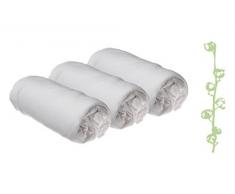 Lot de 3 Draps housse Coton Bio pour lit berceau 40x80-2 coloris disponibles (Blanc)
