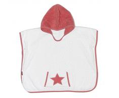 ISI Mini 3220056 A Flausch iger Poncho de bain à capuche, Peignoir, à blottir après le bain ou la Natation Blanc/Rose avec étoile