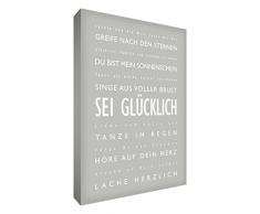 Little Helper bh1216–19 G/Nv Feel Good Art Tableau sur toile avec citations optimistes Bijoux murale sur la chance Typographie, 40 x 30 cm, gris