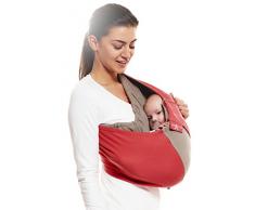 Wallaboo - Porte bébé Connection - Ergonomique de la naissance à 36 mois - Le porte-bébé sling à poche pratique et facile à installer - 100% Cotton - Couleur: Rouge / Taupe