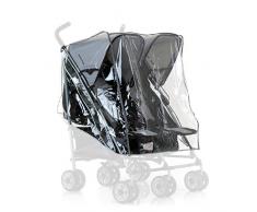 Hauck Habillage Pluie Universel pour Poussette Double Imperméable Durable Compatible avec Turbo Duo et Roadster Duo avec Ventilation – Transparent