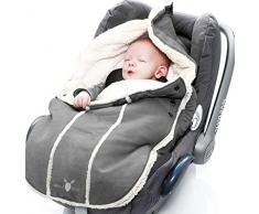 Wallaboo Chancelière Original -Couverture Enveloppante Universelle Multi-Usages, Daim Microfibre, pour Coques Bébé, Sièges Auto, Landaus, Poussettes ou Lits Bébé, 0 - 12 mois, Couleur: Gris