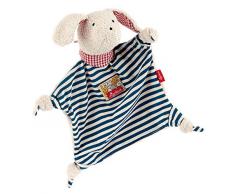 Doudou Chiffon Chien Bleu/Écru/Rouge 28 cm