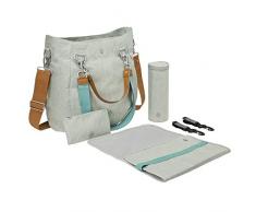 Lässig Sac à langer - Green Label Méli mélo gris clair - Sac à langer Multifonctionnel pour Maman Pratique avec porte biberon isotherme et un matelas à langer imperméable, poche grand et superbe