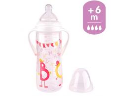 Tigex Multiflow biberon avec poignées amovibles et capuchon antifuite, 360 ml, à partir de 6 mois, sans BPA, rose et jaune [Filles]
