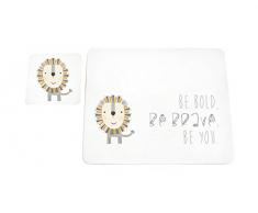 Feel Good Art brillant Set de table et dessous-de-verre pour bébés/bambins en Motif Cute Illustration (Beige/antique, BE Bold/BE Brave/BE You)