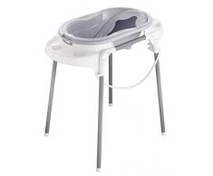 Rotho Babydesign TOP Station de Bain, Avec Baignoire pour Bébé, Support de Baignoire, Dossier de Baignoire et Tuyau de Vidange, 0-12 Mois, Stone Grey, 21042 0286 01