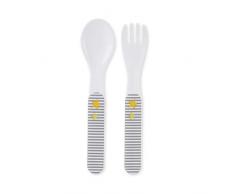 Sterntaler Couverts Hanno et Edda, Cuillère et Fourchette, Motif : Étoiles, Âge : À Partir de 6 Mois, Blanc/Gris