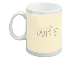 Feel Good Art Mug en céramique Motif typographie moderne de la mariée et marié (Crème)